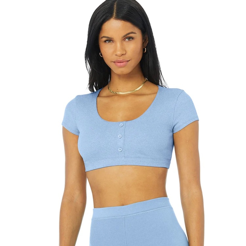 Alo Blissful Henley Bra Top